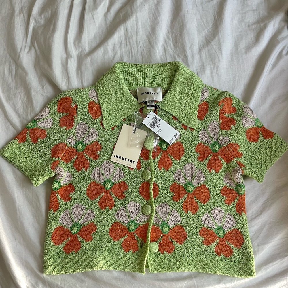 NWT INDUSTRY Green Floral Women's Cardigan